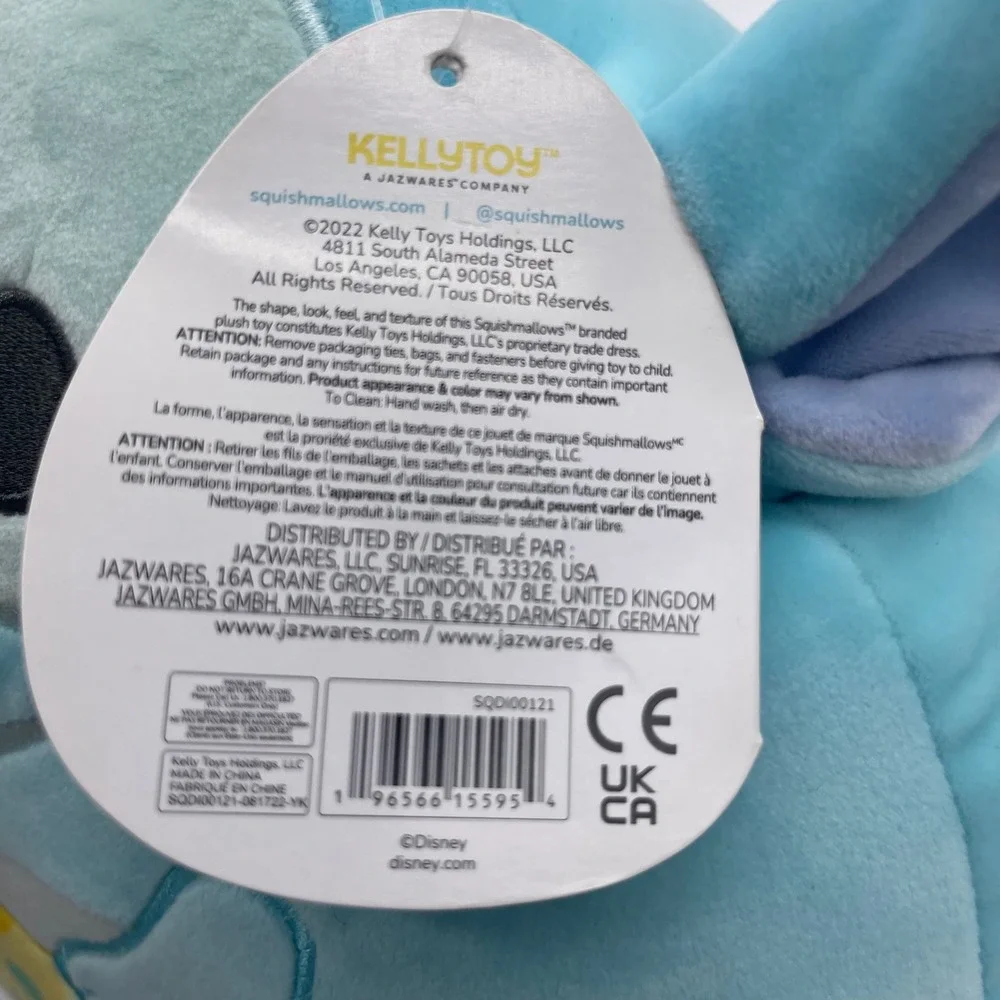 NWT Disney Squishmallows Stitch SQDI00121 Kids 8 Inch Blue Easter Egg Plush Toy